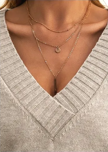 Lucía | Jersey Liso con Cuello en V – Punto Holgado de Moda