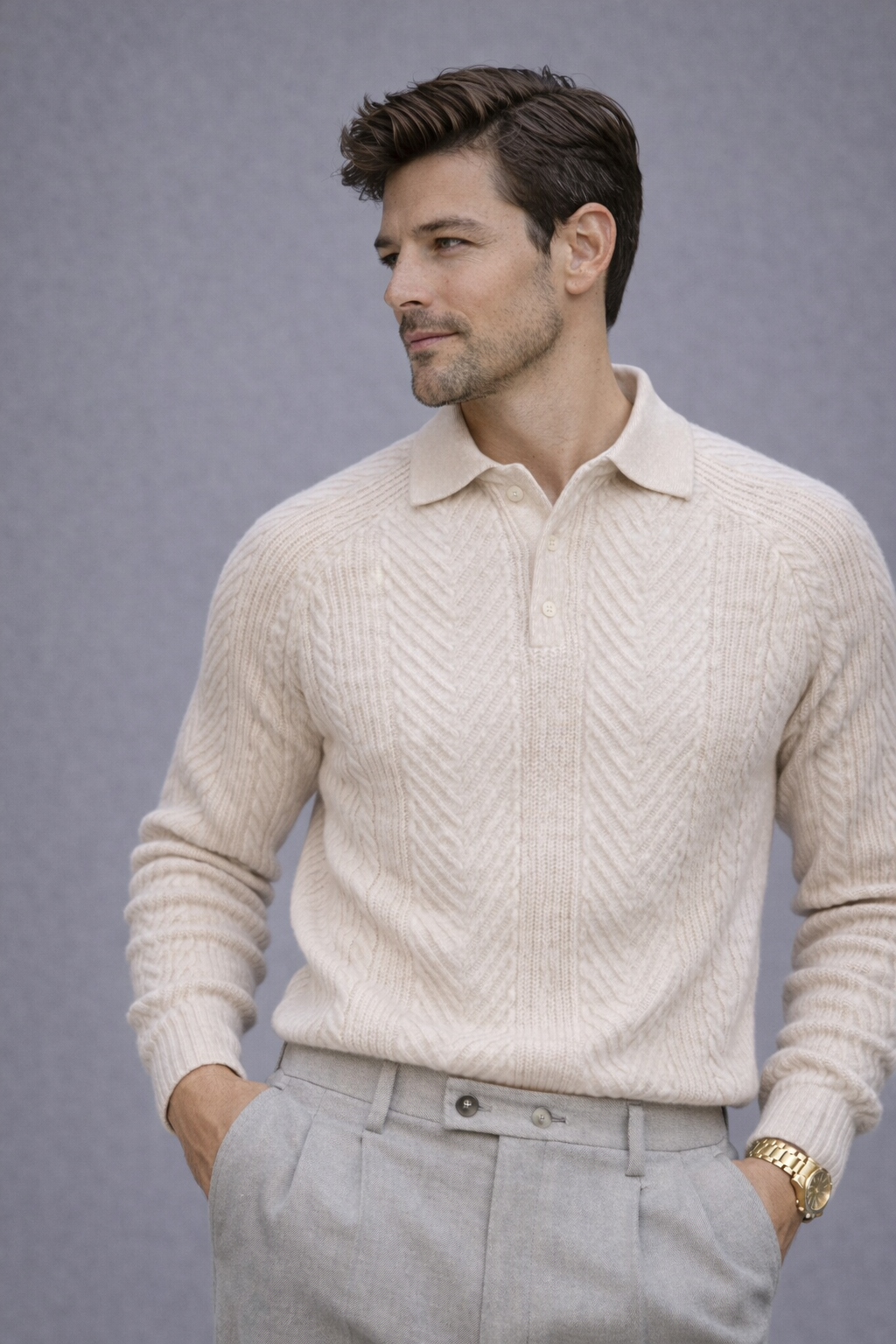 Jersey con Solapa de Corte Regular para Otoño